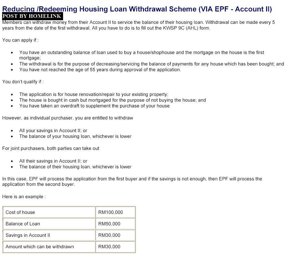 Housing Loans Kwsp Withdrawal For Housing Loan